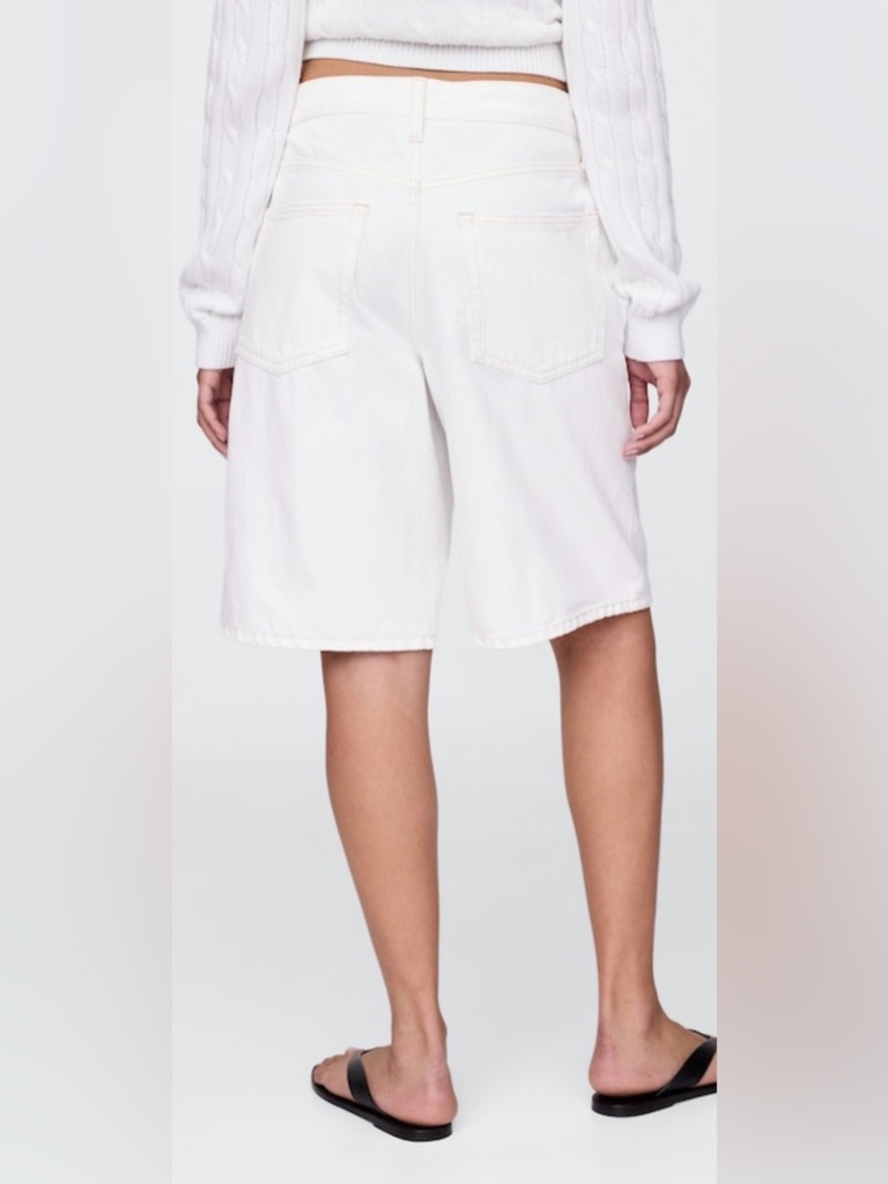 GAP Mid Rise Longline White Denim Shorts - Picture 3 of 7